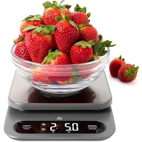 Greater Goods Digital Food Scale for Kitchen & Baking, 10kg/22lb High-Capacity Weight Scale with 1g Precision, Stainless