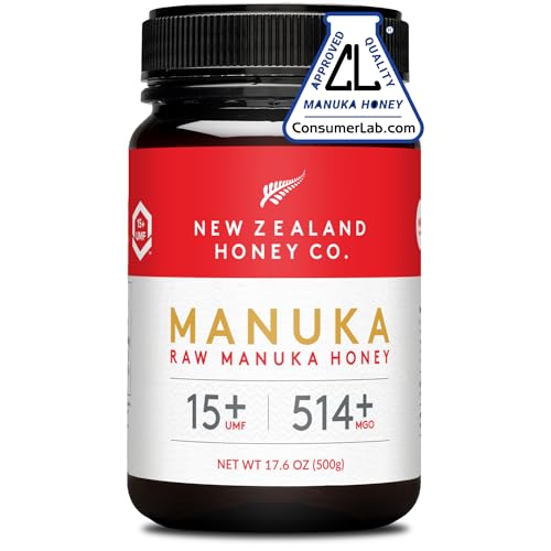 New Zealand Honey Co. Raw Manuka Honey UMF 15+ MGO 514+ | 17.6oz Family Size | High Potency Independently Tested | Monof