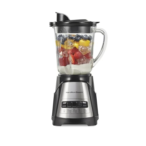 Hamilton Beach Power Elite Wave Action Blender For Smoothies, 40 Oz Glass Jar, 12 Functions Including Puree, Crush Ice, 