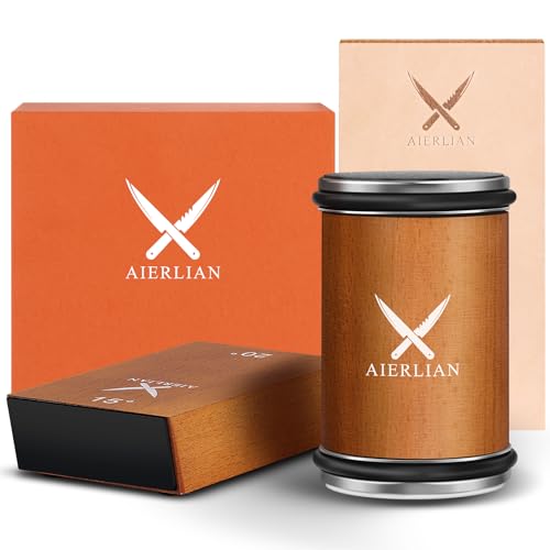 AIERLIAN Knife Sharpener Tool, Rolling Knife Sharpener Kit, Knife Sharpening with Diamonds and Ceramic for Steel of Any 