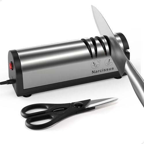 Narcissus Knife Sharpener, Professional 2 Stage Electric Knife Sharpener for Quick Sharpening & Polishing, with Scissors