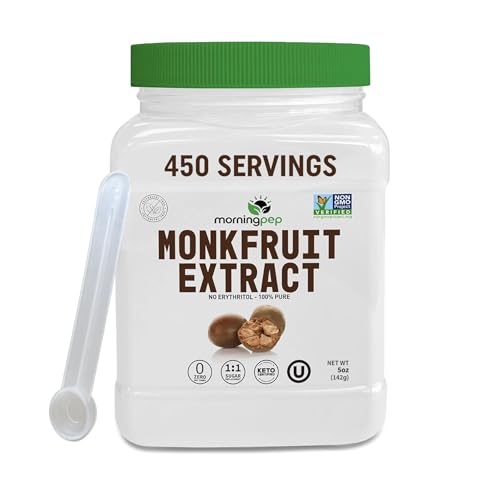 Morning Pep 100% Pure Monk Fruit extract sweetener, No Erythritol, Monkfruit Extract Powder, NON-GMO Project Verified, K