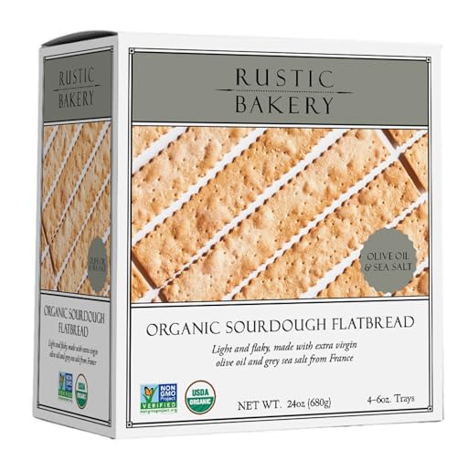 Rustic Bakery Handmade Sourdough Flatbread - Olive Oil & Sel Gris - Sea Salt Charcuterie Crackers - Artisan Crackers for