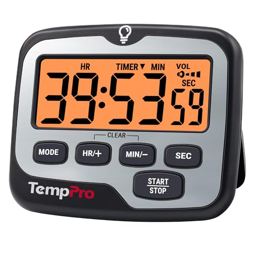 TempPro TM01 2-in-1 Kitchen Timers for Cooking with 12/24H Clock Mode