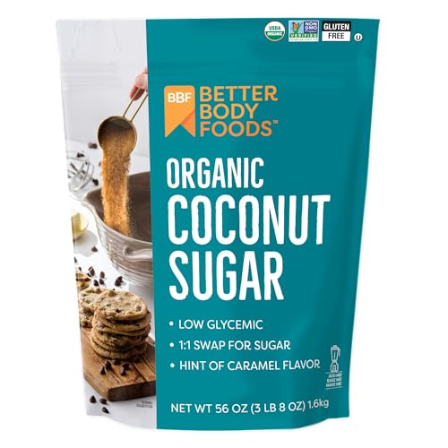 BetterBody Foods Organic Coconut Sugar, Gluten-Free, Non-GMO, Low Glycemic Sugar Substitute, 3.5 lbs, 56 ounces