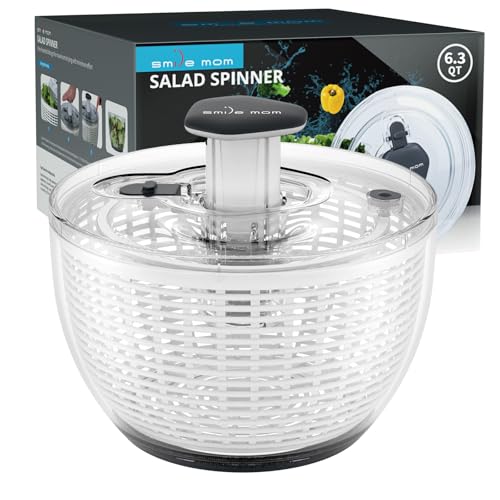 Smile mom Salad Spinner Large Lettuce Spinner Kitchen Gadgets, Large Salad Spinner Vegetable Washer, High Efficiency for