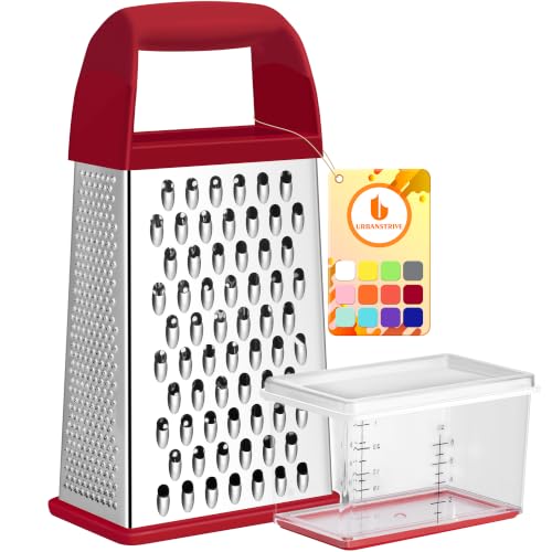 Urbanstrive Cheese Grater With Container, Professional Cheese Grater with Handle, Stainless Steel Graters for Kitchen Ha