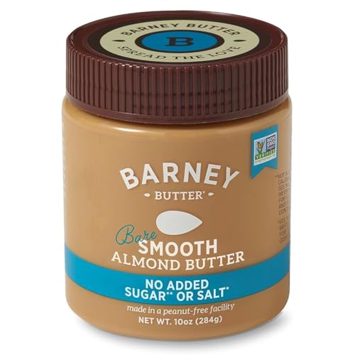 Barney Butter Almond Butter, Bare Smooth, 10 Ounce Jar, No Added Sugar or Salt, Skin-Free Almonds, No Stir, Non-GMO, Glu