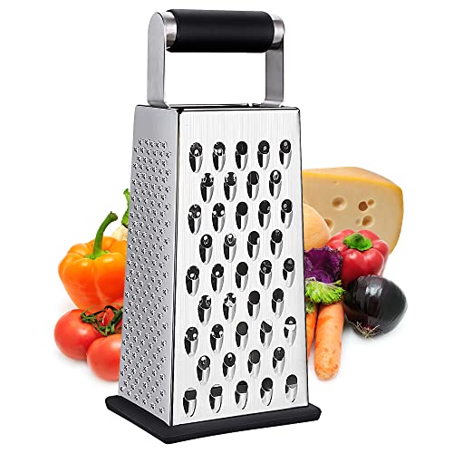 Kaishun Cheese Grater, 4-Sided Box Grater for Cheese, Vegetable & Fruit