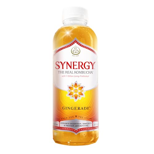 SYNERGY The Real Kombucha - Gingerade - 16 fl oz Bottle - Raw Probiotic Drink for Gut Health and Immune Support