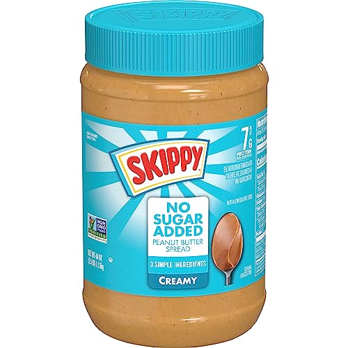 SKIPPY Creamy Peanut Butter Spread, No Sugar Added Peanut Butter, 7 g Protein Per Serving, 40 Oz Jar