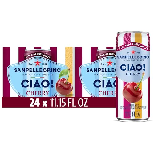 Sanpellegrino CIAO Cherry Sparkling Water, Low-Calorie Italian Sparkling Water with Real Fruit Juices, 0g Added Sugar, 2