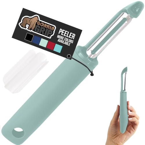 GORILLA GRIP® Patented BPA-Free Vegetable Peeler, Extra Sharp Swivel Stainless Steel Blades with Guard, Comfortable Soft