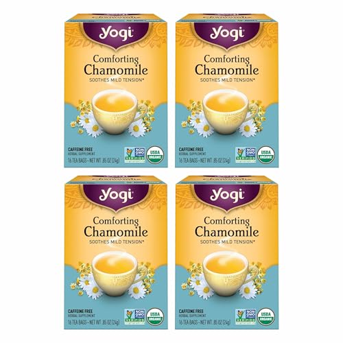 Yogi Tea Comforting Chamomile Tea - 16 Tea Bags per Pack (4 Packs) - Organic Chamomile Tea Bags - Supports a Good Night'
