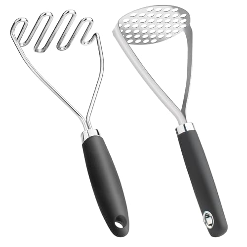 Potato Masher Set of 2 Pieces, 10.25-Inch Stainless Steel Wire Mashed Potato Masher, Kitchen Gourmet Making Tools Profes