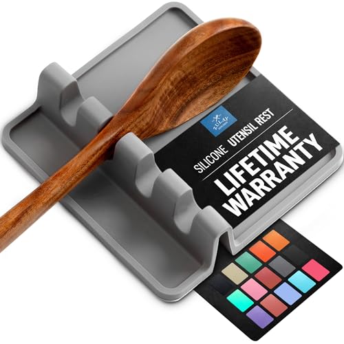Zulay Kitchen Spoon Rest for Multiple Utensils High Heat-Resistant Silicone Drip Pad, BPA-Free Spoon Holder for Stove To