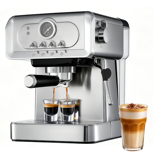 Milaroma Espresso machine 20 Bar, Espresso Maker with Powerful Steam Milk Frother, Stainless Steel Coffee Machine with F