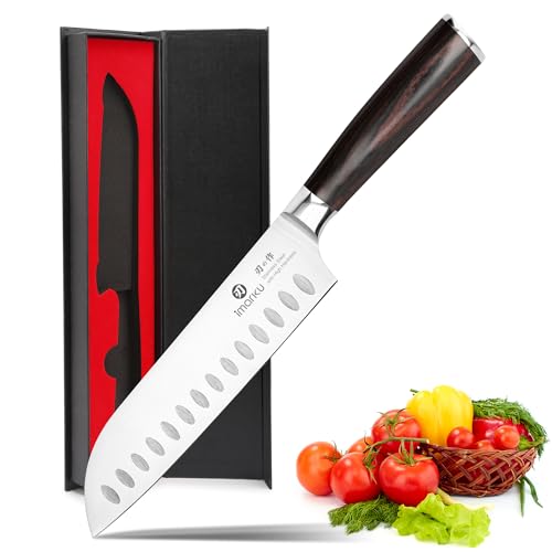 imarku Chef Knife 7 Inch Kitchen Knife Ultra Sharp Santoku Knife - High Carbon Japanese Chefs Knife, Kitchen Gadgets 202