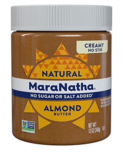 MaraNatha Natural Creamy Almond Butter, Gluten Free Nut Butter, No Stir, No Sugar or Salt Added, 12 Ounce Jar