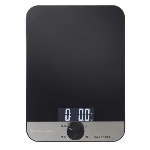 KitchenAid KQ908 Glass Surface 11 Pound Capacity Digital Kitchen and Food Scale, Scale for Food Ounces and Grams, Dry an