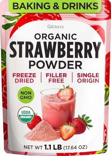 USDA Organic Freeze Dried Strawberry Powder for Smoothies, Baking & Frosting - 100% Pure Strawberries, Easy Mixing, No F