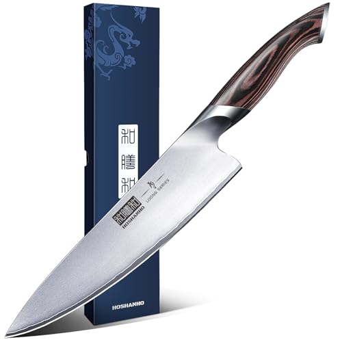 HOSHANHO Kitchen Knife in Japanese High Carbon Steel, Professional High-Class Chef's Knife 8 inch, Non-slip Ultra Sharp 