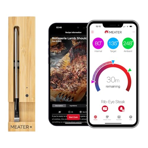 MEATER Plus: Smart Bluetooth Wireless Meat Thermometer Digital | BBQ, Grill, Oven, Smoker, Air Fryer, Kitchen | Perfect 