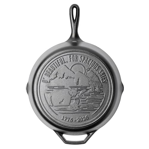 Lodge 12 Inch Cast Iron Skillet – Pre-Seasoned Frying Pan with Teardrop Handle – Oven, Stovetop, Grill & Campfire Use – 