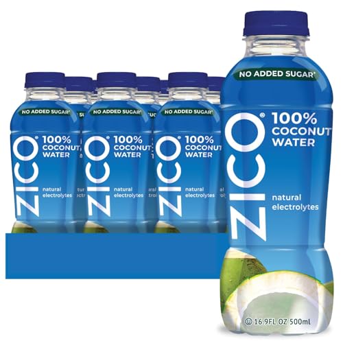 Zico 100% Coconut Water, NO added Sugar, Refreshingly Delicious, Hydration with Electrolytes, 16.9 Fl Oz (Pack of 12)