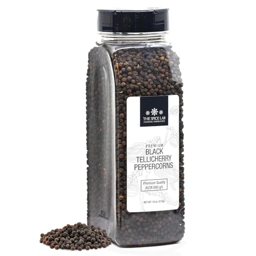 Tellicherry Black Peppercorns for Grinder Refill - Packed in the USA - Steam Sterilized Kosher Non-GMO All Natural Whole