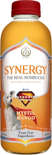 SYNERGY The Real Kombucha - Mystic Mango - 16 fl oz Bottle - Raw Probiotic Drink for Gut Health and Immune Support