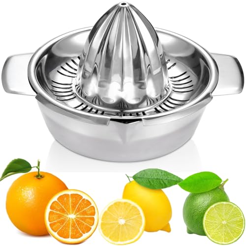 Citrus Lemon Orange Grapefruit Juicer Manual Squeezer 304 Stainless Steel Robust Hand Juicer Reamer Rotation Press with 