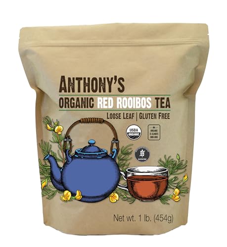 Anthony's Organic Red Rooibos Loose Leaf Tea, 1 lb, Gluten Free, Non GMO, Non Irradiated, Keto Friendly