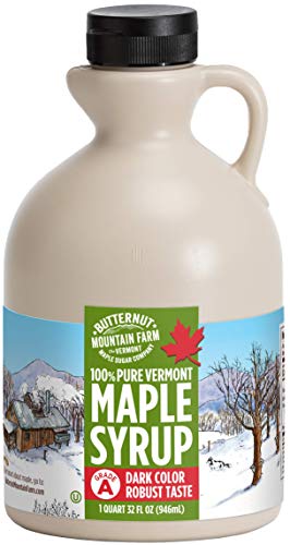 Butternut Mountain Farm Pure Vermont Maple Syrup, Grade A, Dark Color, Robust Taste, All Natural, Easy Pour, 32 Fl Oz, 1