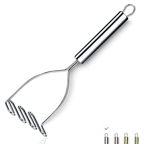 Potato Masher, Stainless Steel Heavy Duty Metal Potato Ricer With Mirror Polish, Food Masher Utensil, Hand Masher, Veget