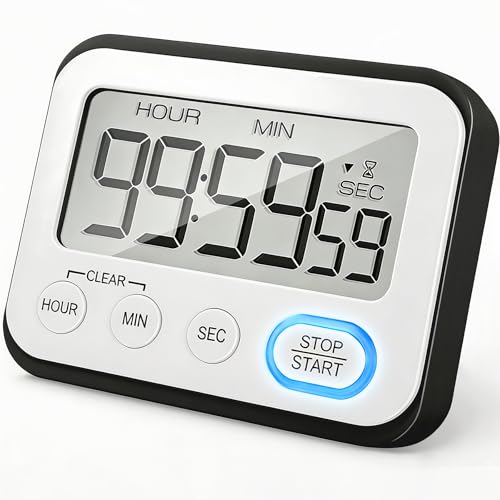 Digital Kitchen Timer Magnetic Loud Alarm, Large LCD Screen Silent/Beeping Multi-Function for Teachers Classroom Kids, B