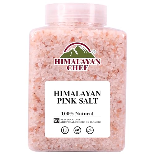 Himalayan Chef Pink Himalayan Salt Coarse Grain, 5 lbs Plastic Jar - Pure, Natural, Kosher, Mineral-Rich, Ideal for Grin