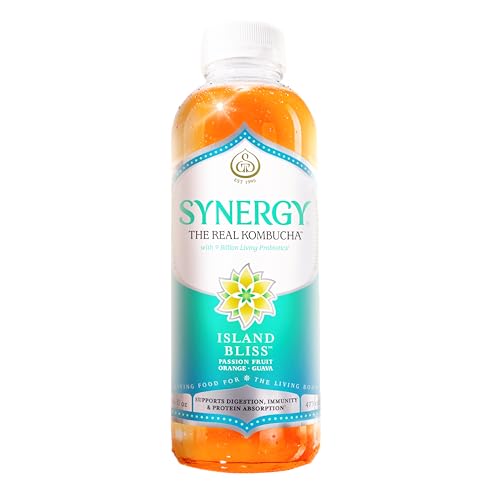SYNERGY The Real Kombucha - Island Bliss - 16 fl oz Bottle - Raw Probiotic Drink for Gut Health and Immune Support