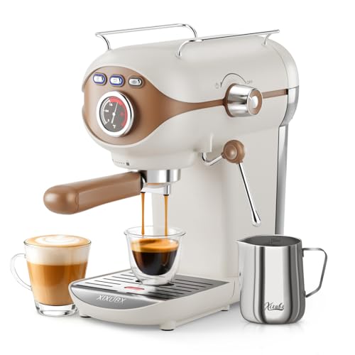 XIXUBX Espresso Machine, 20 Bar Pump Temperature Control, Compact Espresso Maker with Steam Milk Frother, Professional C