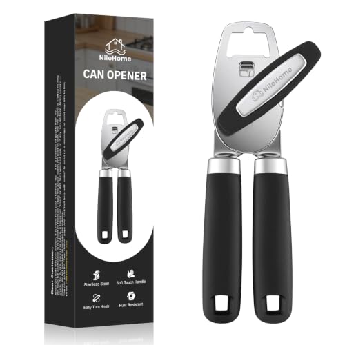 NileHome Smooth Edge Manual Can Opener, Sharp Steel Wheel Senior Friendly