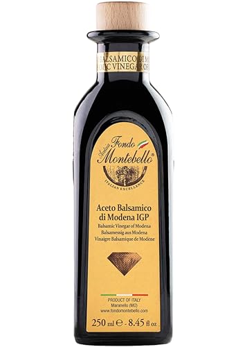 Balsamic Vinegar of Modena 8.45 fl.oz. (250ml), FONDO MONTEBELLO IGP-Certified, Dense and Delicious Balsamic Vinegar, Pe