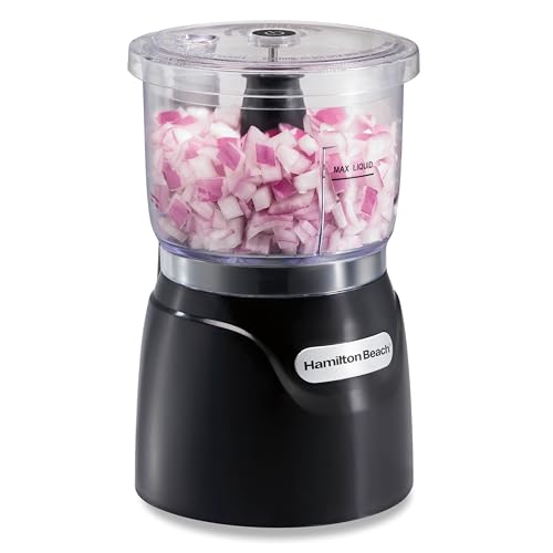 Hamilton Beach Electric Vegetable Chopper & Mini Food Processor, 3-Cup, 350 Watts, for Dicing, Mincing, and Puree, Black