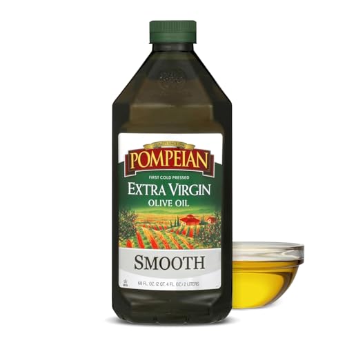 Pompeian Smooth Extra Virgin Olive Oil - 68 Fl Oz - First Cold Pressed Olive Oil for Cooking - Smooth Taste for Sauteing