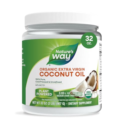 Nature's Way Organic Extra Virgin Coconut Oil, Pure, Cold-Pressed Organic Virgin Coconut Oil, Hexane Free, Gluten Free, 