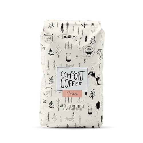Mt. Comfort Coffee Organic Peru Medium Roast, 2.5 Pounds - Flavor Notes of Nutty, Chocolate, & Citrus - Sourced From Sma