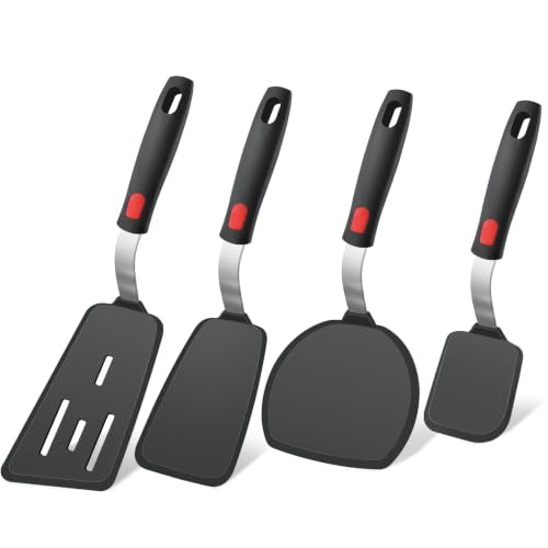 4Pcs Silicone Spatula Turner Set, Heat Resistant Silicone Spatula for Nonstick Cookware, BPA Free Kitchen Cooking Utensi
