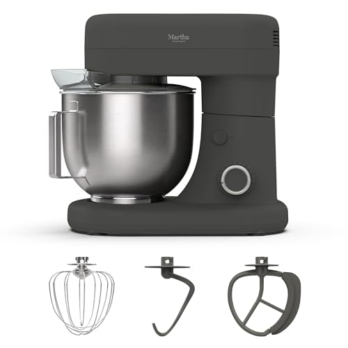 Martha Stewart 5.3Qt Stand Mixer, 12-Speed Tilt-Head Electric Kitchen Mixer with Stainless Steel Bowl, Dough Hook, Whisk