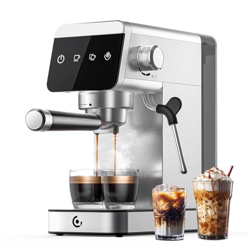 AMZCHEF Espresso Machine 20 Bar, Compact Coffee Maker with LED Touch Screen & Steam Milk Frother, Espresso Maker with 41