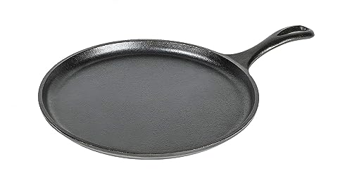 Lodge Round Seasoned Cast Iron Griddle 10.5 Inches - Round-Shaped, Pre-Seasoned Iron Griddle Pan - Non-Toxic, PFAS-Free 
