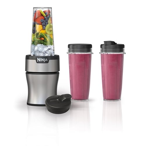 Ninja Nutri-Plus Personal Blender | Compact Push to Blend | Make Frozen Drinks, Smoothies, Sauces & More | With (3) 20 o